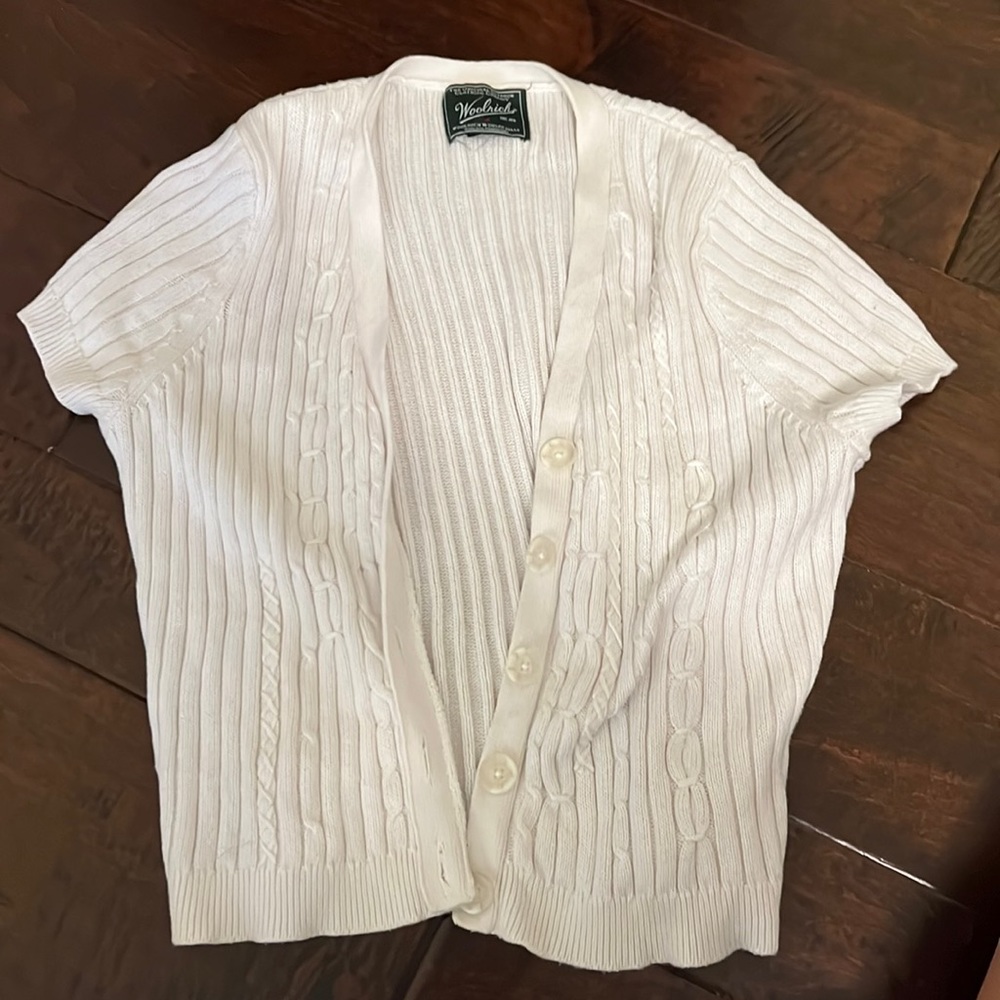 vintage white ribbed sweater cardigan t shirt